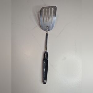 Foley Vintage Slotted Spatula Chrome Plated Angled Black Handle USA 13” Flipper